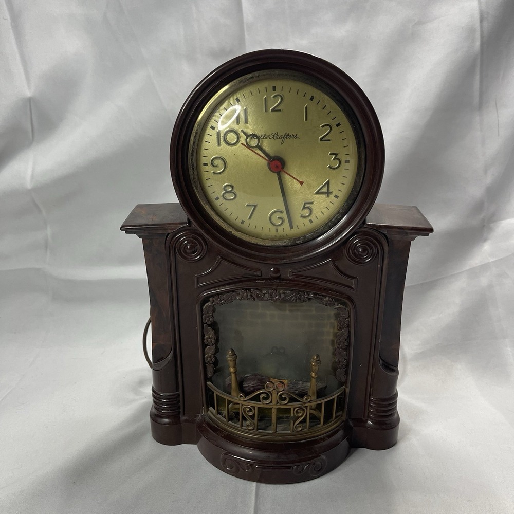 Vintage Master crafters Fireplace ANIMATED Clock Lighted Motion Lamp NOT WORKING